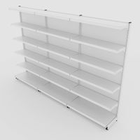 Foto do produto Gôndola de Parede de 1,95 m - Kit 1 gôndola inicial + 2 gôndolas continuação - Branco-Branco
