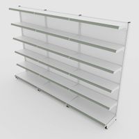 Foto do produto Gôndola de Parede de 1,95 m - Kit 1 gôndola inicial + 2 gôndolas continuação - Branco-Cinza