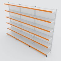 Foto do produto Gôndola de Parede de 1,95 m - Kit 1 gôndola inicial + 2 gôndolas continuação - Branco-Laranja