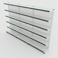 Foto do produto Gôndola de Parede de 1,95 m - Kit 1 gôndola inicial + 2 gôndolas continuação - Branco-Verde