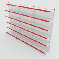 Foto do produto Gôndola de Parede de 1,95 m - Kit 1 gôndola inicial + 2 gôndolas continuação - Branco-Vermelho