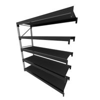 Foto do produto Mini porta pallet 200 kg por nivel inicial com 5 niveis preto com MDF Preto