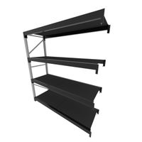 Foto do produto Mini porta pallet 200 kg por nivel inicial com 4 niveis preto com MDF Preto