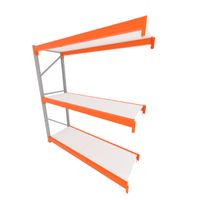 Foto do produto Mini porta pallet 200 kg por nivel inicial com 3 niveis laranja com MDF Branco