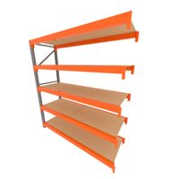 Foto do produto Mini porta pallet 200 kg por nivel inicial com 5 niveis laranja com MDF Cru