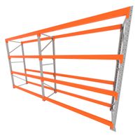 Foto do produto Mini porta pallet 200 kg por nivel inicial + continuação com 4 niveis laranja com Sem MDF