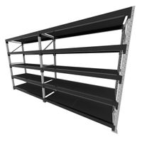 Foto do produto Mini porta pallet 200 kg por nivel inicial + continuação com 5 niveis preto com MDF Preto