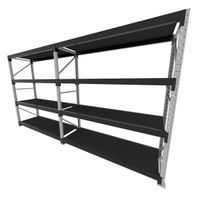 Foto do produto Mini porta pallet 200 kg por nivel inicial + continuação com 4 niveis preto com MDF Preto
