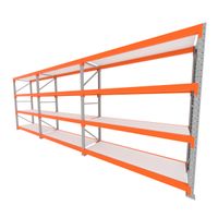 Foto do produto Mini porta pallet 200 kg por nivel inicial +2 continuação com 4 niveis laranja com MDF Branco