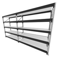 Foto do produto Mini porta pallet 200 kg por nivel inicial + continuação com 5 niveis preto com MDF Branco