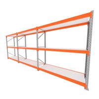 Foto do produto Mini porta pallet 200 kg por nivel inicial +2 continuação com 3 niveis laranja com MDF Branco