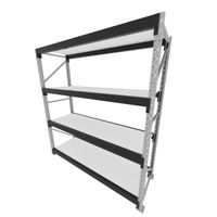 Foto do produto Mini porta pallet 200 kg por nivel inicial com 4 niveis preto com MDF Branco