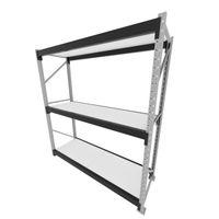 Foto do produto Mini porta pallet 200 kg por nivel inicial com 3 niveis preto com MDF Branco
