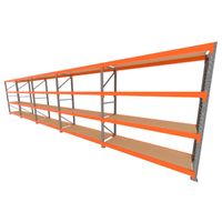 Foto do produto Mini porta pallet 200 kg por nivel inicial +4 continuação com 4 niveis laranja com MDF Cru
