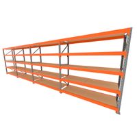 Foto do produto Mini porta pallet 200 kg por nivel inicial +3 continuação com 5 niveis laranja com MDF Cru