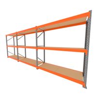 Foto do produto Mini porta pallet 200 kg por nivel inicial +2 continuação com 3 niveis laranja com MDF Cru