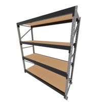Foto do produto Mini porta pallet 200 kg por nivel inicial com 4 niveis preto com MDF Cru