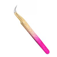 Foto do produto Pinça Bella Moça para Extensão de Cílios Curva - Dourada / Rosa