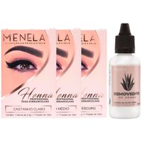 Foto do produto Kit 3 Hennas Menela e Removedor: Claro - Médio - Escuro