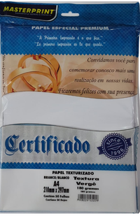 Foto do produto Papel Vergê A-4 x 180grs com 50fls Branco - Masterprint