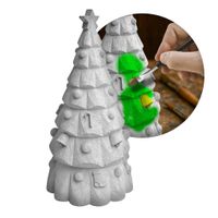 Foto do produto Árvore de Natal em Gesso 18cm Decorada Peça Grande para Artesanato e Decoração Natalina