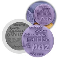Foto do produto Molde de Silicone Redondo Paz Amor Felicidade Pequeno