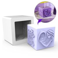 Foto do produto Forma de Silicone Feliz dia das Mães Cubo Vela Coração Branco