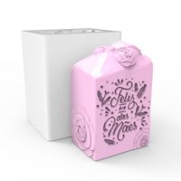 Foto do produto Molde de Silicone Retangular Cold Feliz dia das Mães com Rosas no Topo Branco