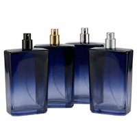 Foto do produto Frasco Vidro Roma Retangular Azul  Para Perfume 100ml Recrave Com Valvula Spray Luxo Varias Cores 
