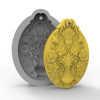 Foto do produto Molde de Silicone Vaso de Rosas Pingente Decorativo Artesanato Chaveiro