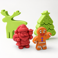 Foto do produto Kit Molde de Silicone de Natal Rena + Papai Noel Com Saco + Arvore de Natal + Homem Biscoito