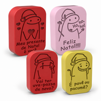 Foto do produto Kit 4 Molde de Silcone Flork de Natal Para Sabonete Artesanato Lembrancinha Decoração comMensagens Divertidas