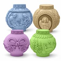 Foto do produto Kit 4 Molde de Silcone Mini Bola Enfeite de Natal para Vela Sabonete Artesanato Lembrancinha Decoração