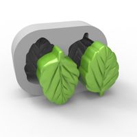 Foto do produto Molde de Silicone Folha de Roseira 2 Cavidades Decoração Lembrancinha Vela Artesanato Sabonete