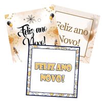 Foto do produto Etiqueta Adesiva Feliz Ano Novo 4,3x4,3cm - Pacote com 10 unidades