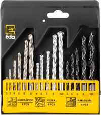 Foto do produto BROCAS PARA METAIS, CONCRETO E MADEIRA JOGO COM 16 PECAS EDA