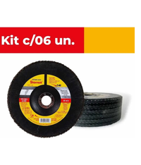 Foto do produto Kit Disco Flap Starrett 7x7/8 180mm Gr 40 fds180-40fc C/06 Cor Amarelo