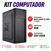 Foto do produto Kit Computador Intel Core i3-2100  2º Geração, 8GB, SSD 240GB, Monitor, Teclado, Mouse
