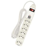Foto do produto Filtro de Linha 6T 10a 1.5m C/2 USB Branco SL7609 Kapbom