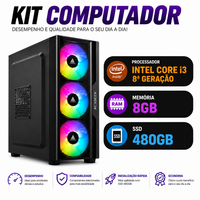 Foto do produto Kit Computador Intel Core i3 8º Geração, 8GB, SSD 480GB