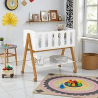 Foto do produto Berço Com Rodas Pés Madeira Prateleira Branco Eco Wood [F066]