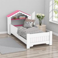 Foto do produto Cama Solteiro Casa Princesa Branco Rosa [F066]