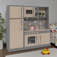 Foto do produto Cozinha Infantil Completa Fogão Geladeira Cinza Connect [F066]