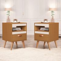 Foto do produto Kit 2 Mesas De Cabeceira Retrô Pés Palito Ype Off White [F066]
