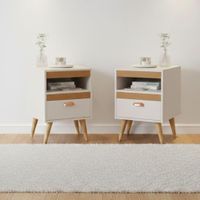 Foto do produto Kit Mesa Cabeceira 2 Unidades Off White Ype Off White [F066]