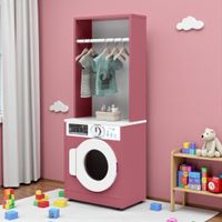Foto do produto Lavadora De Brinquedo Cabideiro Quarto Infantil Branco Rosa [F066]