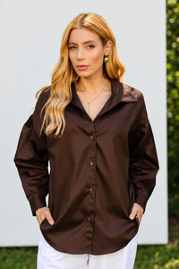 Foto do produto CAMISA COM RECORTES DEIA - Marrom espresso