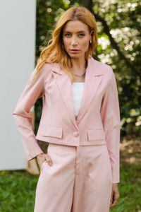 Foto do produto BLAZER ALFAIATARIA CURTO LANNA - Risca Rosa