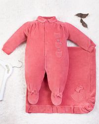 Foto do produto Saída Maternidade Menina Plush Bordado Gatinhas