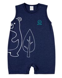 Foto do produto Macacão Bebê Menino Verão Sem Mangas Malha Sand Color Silk Screen Ursinho